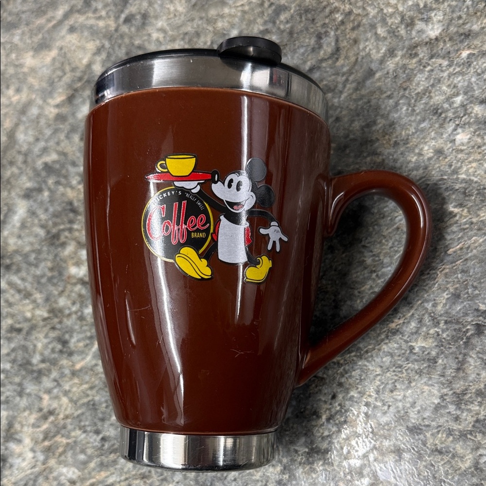 “Really Swell”  Mickey Mouse Travel Coffee Mug with Lid 2012 Brown